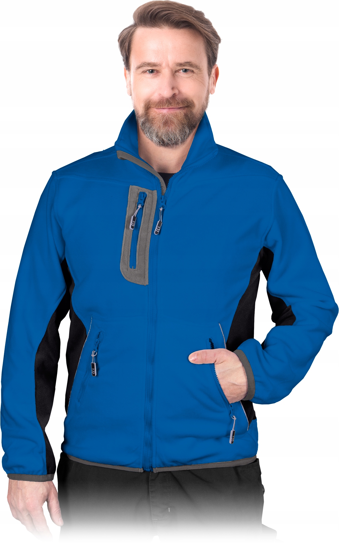 Fleecová Mikina pánská Teplá pracovní Tlustá mikina fleecová Lh-fmn-p modro-šedá L