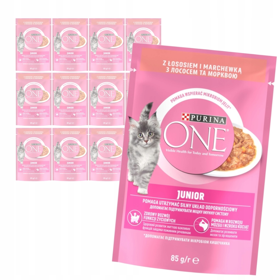 Purina One Junior 12x85g Vlhké Krmivo pro koťata s lososem a mrkví