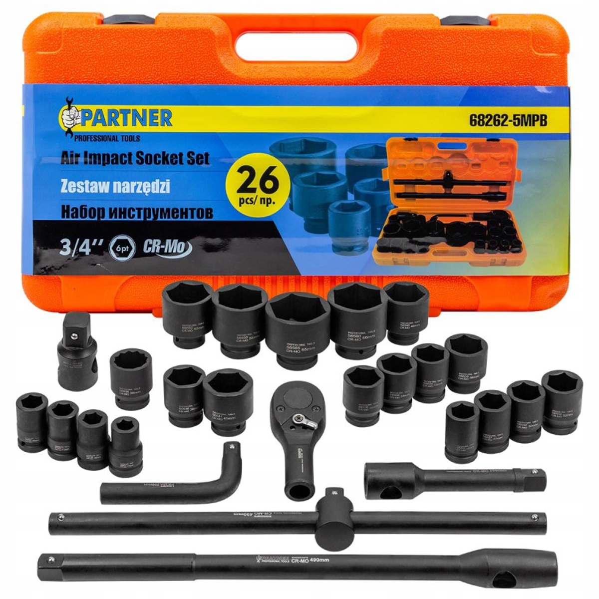Nástrčné kľúče 3/4'' 17-65 mm 6-hranné 26ks kufor