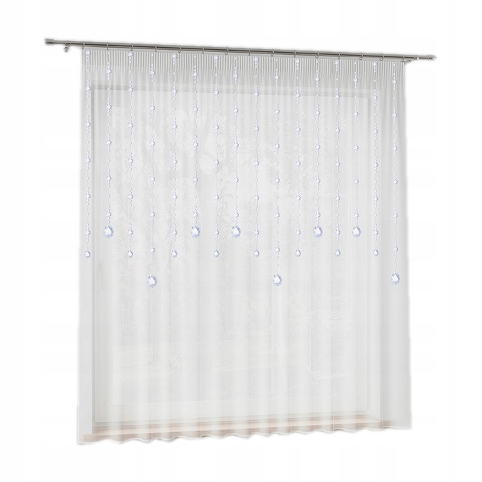 Hotová Záclona Kolík S Kryštálikom Krátka výška 150 x 600 cm