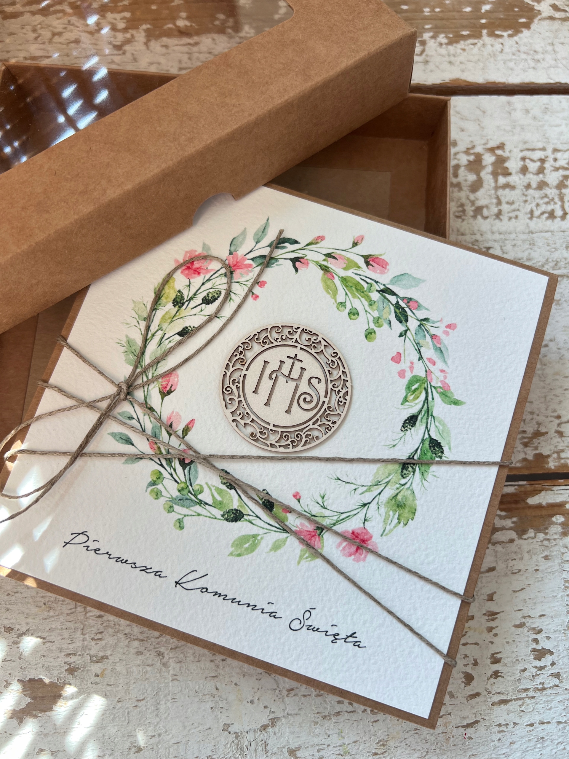Ručně vyráběná pohlednice na svaté přijímání Památka přijímání