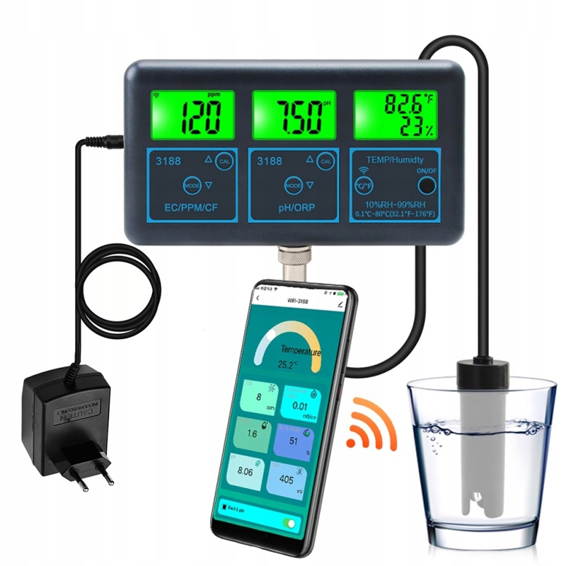 Tester Kvality Vody 7 V 1 Monitorovanie, WiFi