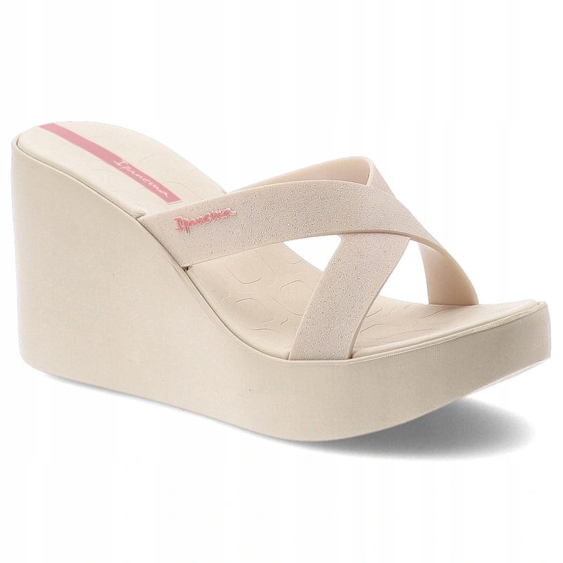 Nazouváky na koturnu Ipanema 83646 BO701 Beige/Glitter/Pink