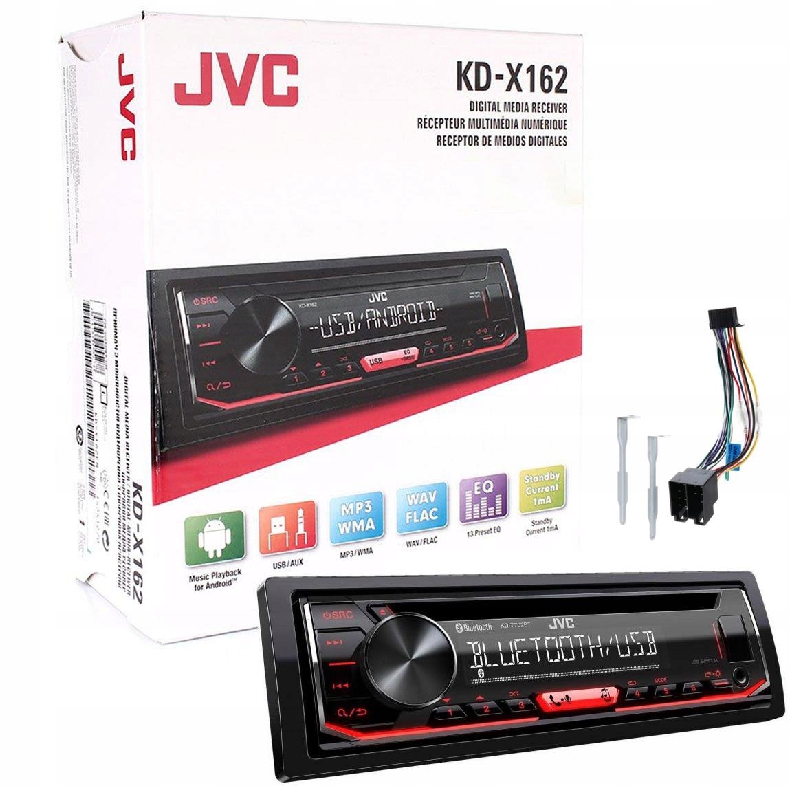 Jvc KD-X162 Usb Aux Radio Samochodowe Red 1DIN