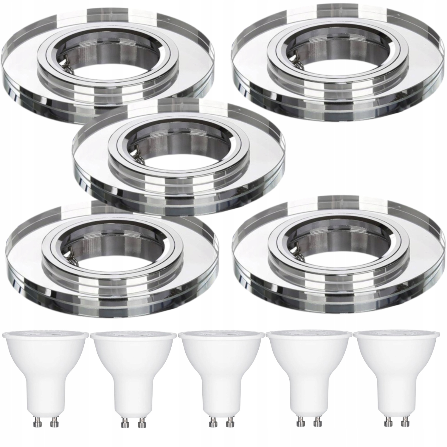5 x Skleněné Stropní Svítidlo Zapuštěné Do Stropu Křišťál 3W Led Žárovky
