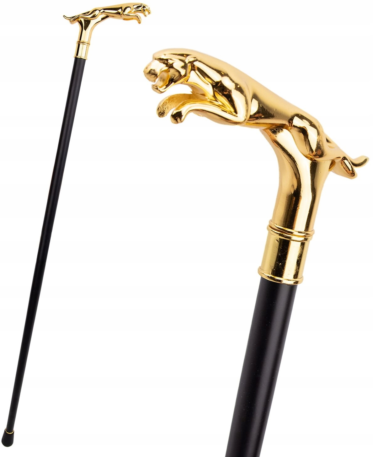 Laska metalowa ozdobna Leopard Złota Kunsztowna laska