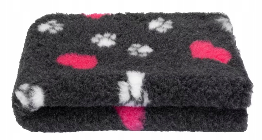 Dry Bed Vet A+ suche legowisko 150x100cm Grafitowe w łapki i serduszka