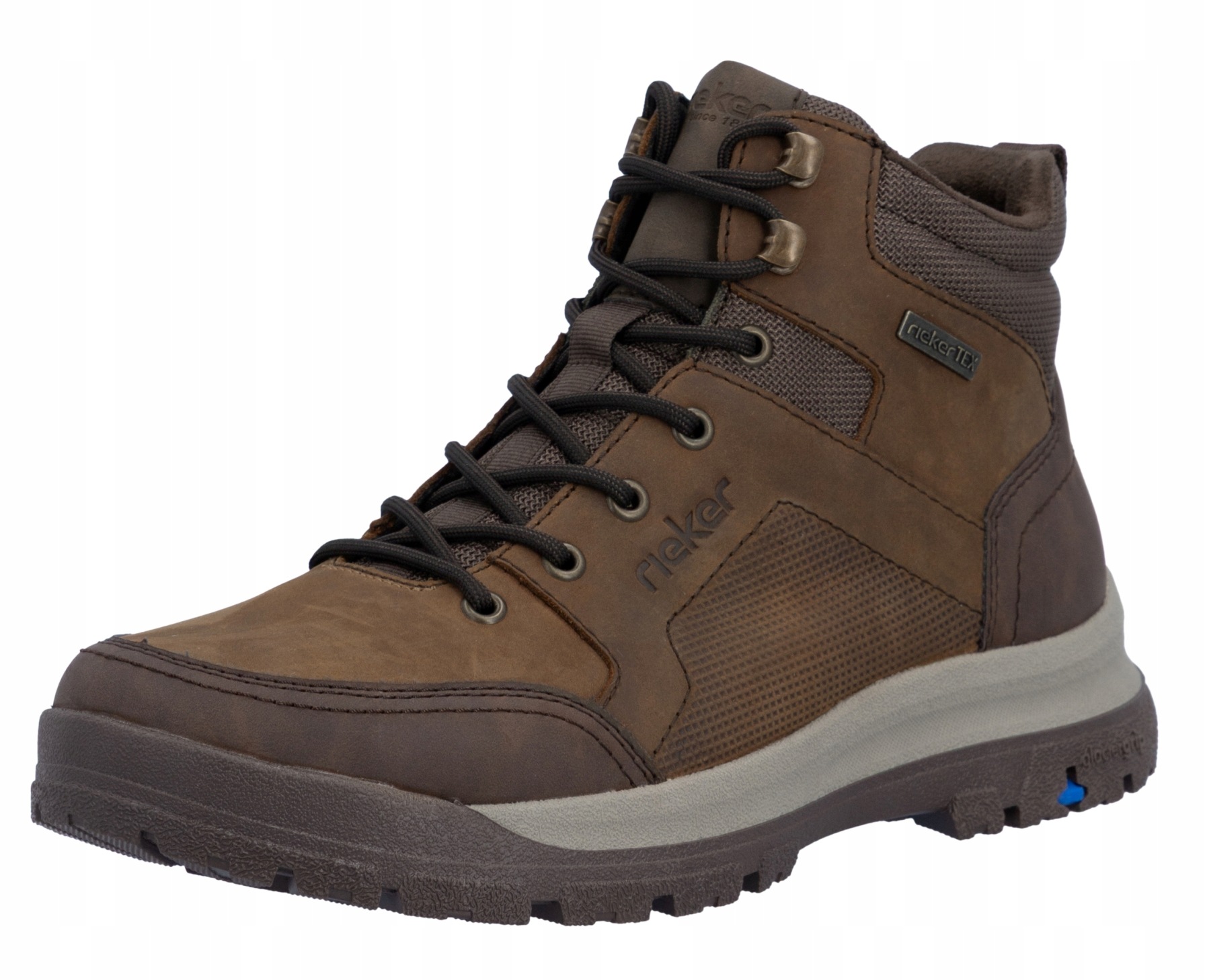 Rieker 30301-22 45 hnědé kožené kotníkové boty pro muže, Vlna, Grip Tex