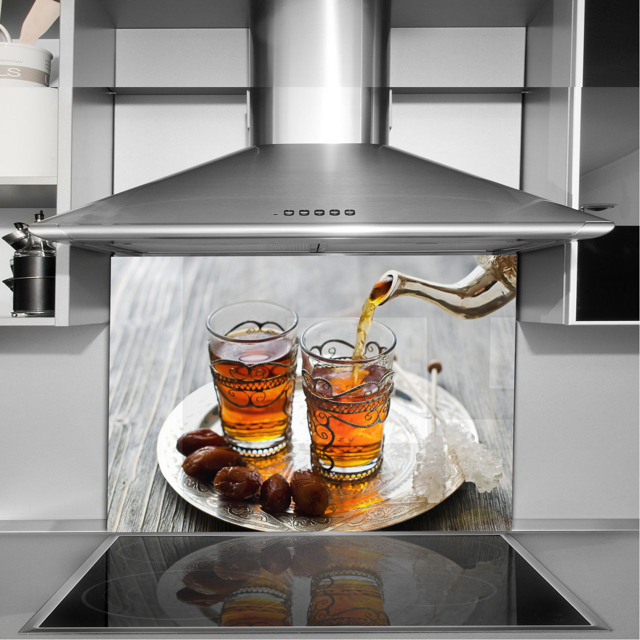 płytki ścienne hartowane kuchnia 90x65 herbata Wykończenie błyszczące