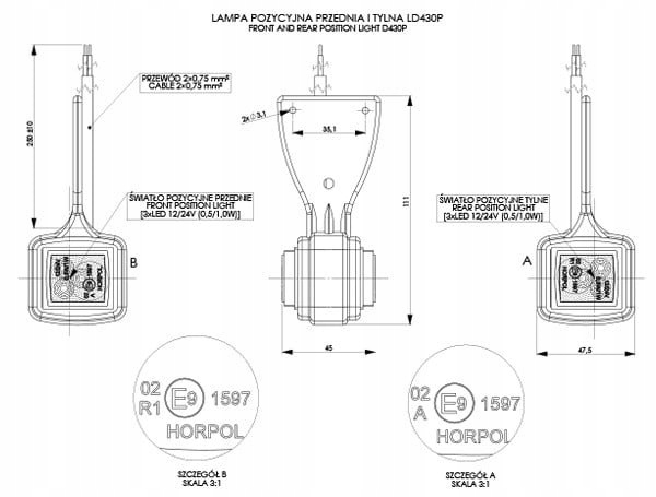 LAMPA OBRYSOWA LD 430/P Stan opakowania oryginalne