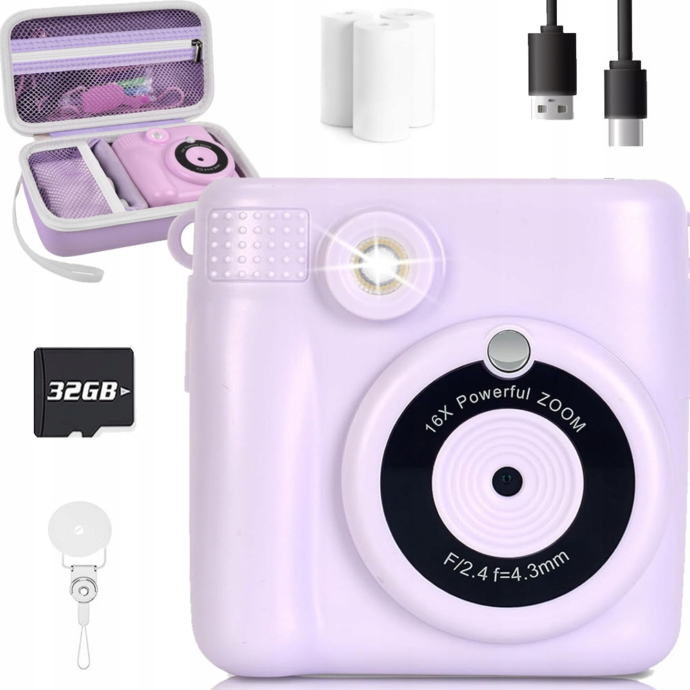 Instantní Digitální Fotoaparát Pro Děti S Tiskárnou 32GB Karta 3 Role