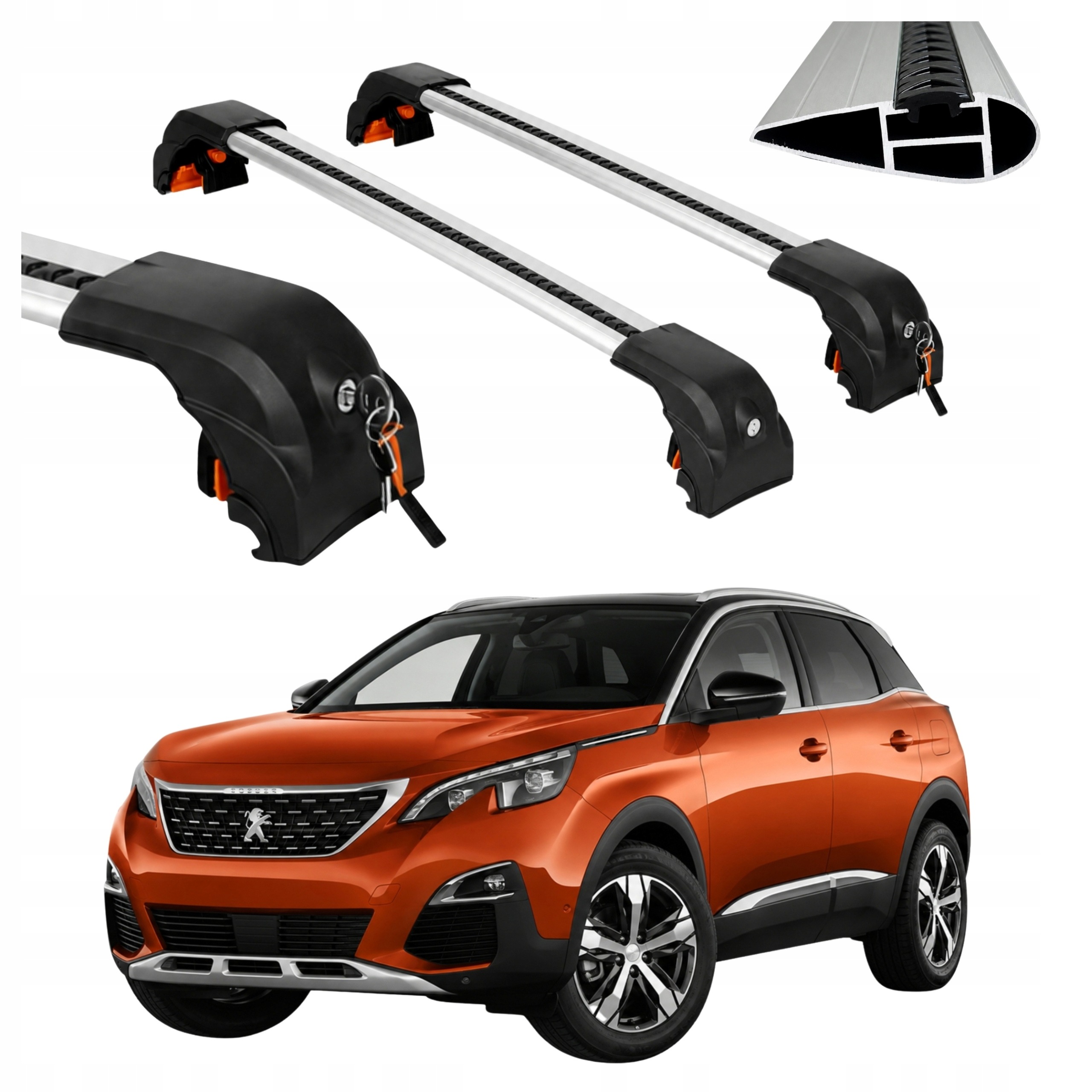 Integrovaný strešný nosič na relingy Peugeot 3008 2017 – odolný hliník