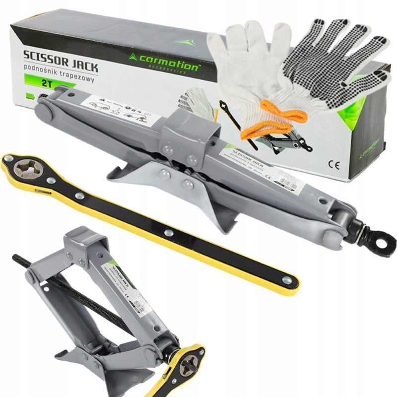 PODNOŚNIK SAMOCHODOWY LEWAREK TRAPEZOWY DO ZMIANY KÓŁ Z KLUCZEM 2T 2000KG