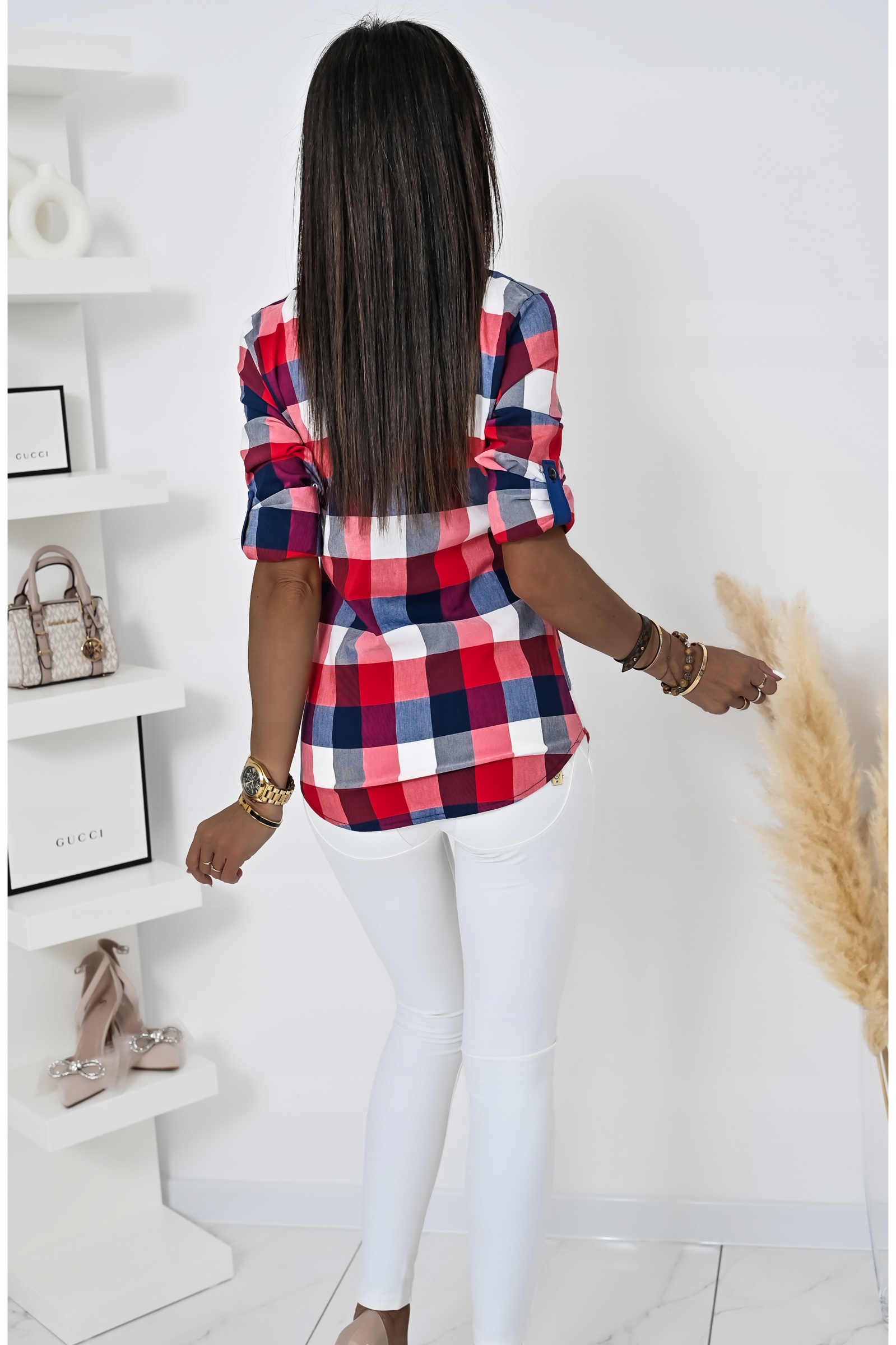 WIOSENNA CASUALOWA KOSZULA W KRATĘ NESSI! WZ.5 M Wzór dominujący kratka