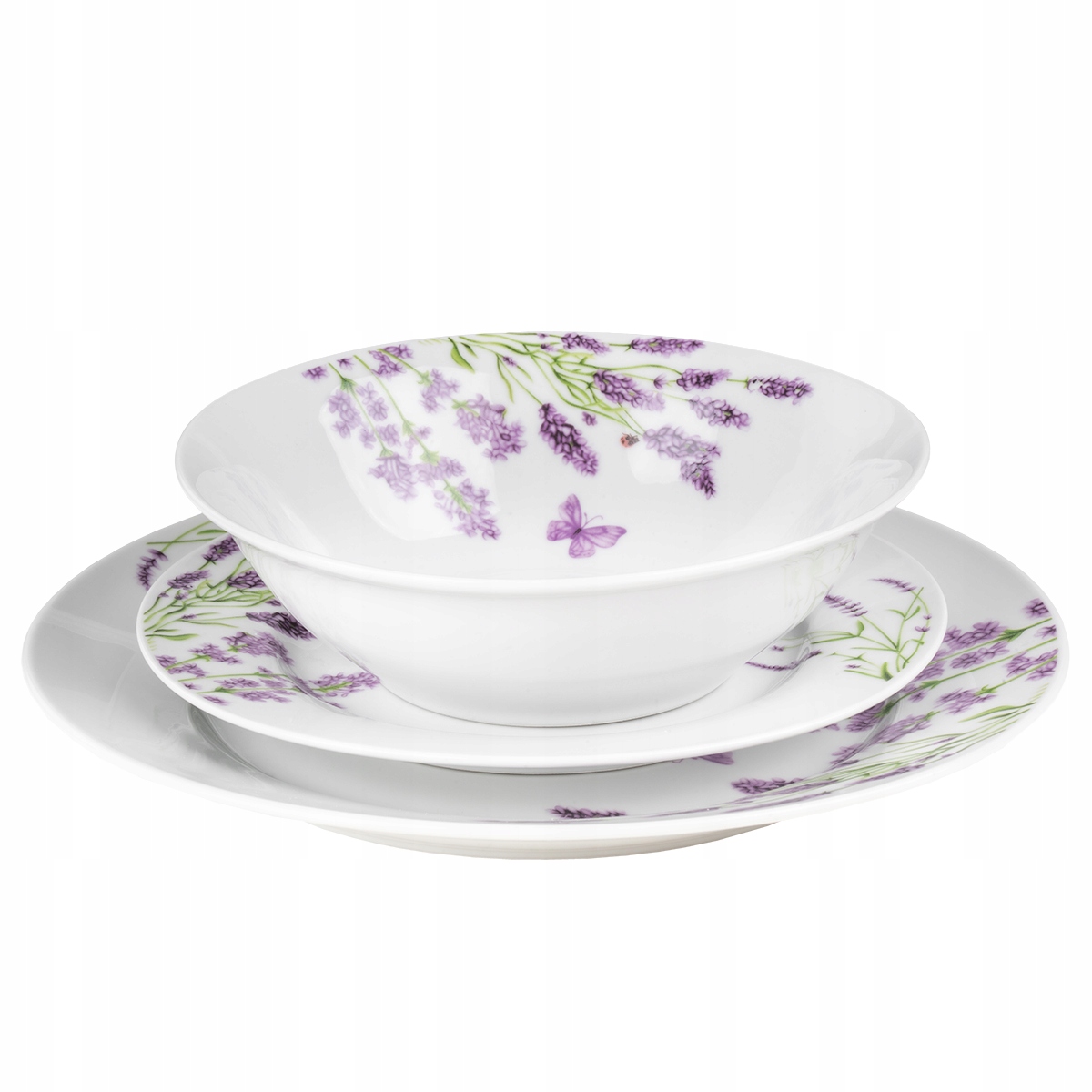 SERWIS OBIADOWY 6 OSÓB KOMPLET TALERZY BIAŁYCH PORCELANA 18 CZĘŚCI LAWENDA EAN (GTIN) 5903771842907