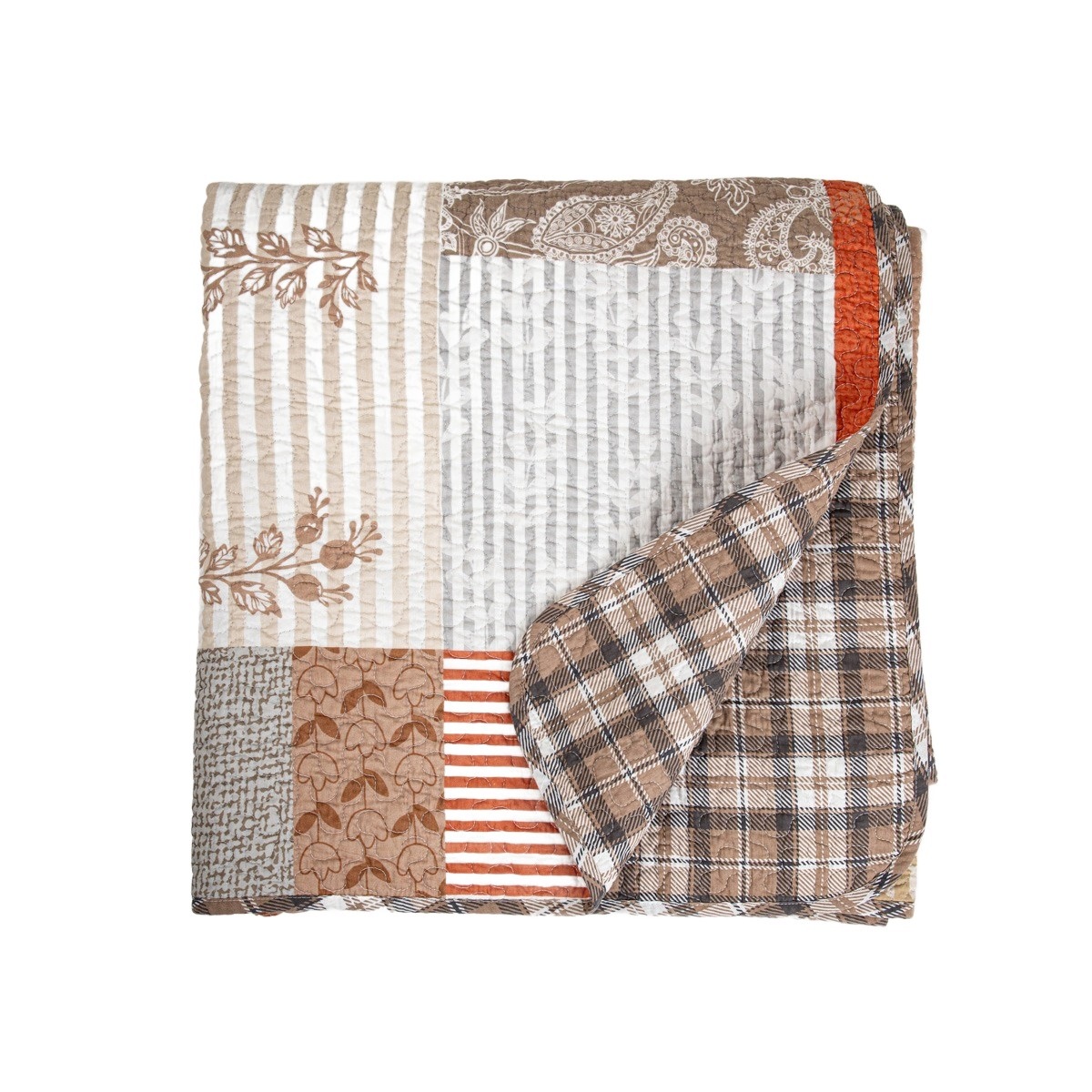 Bavlněný přehoz Patchwork s cihlovým vzorem a prošíváním 200 x 220 cm Homla