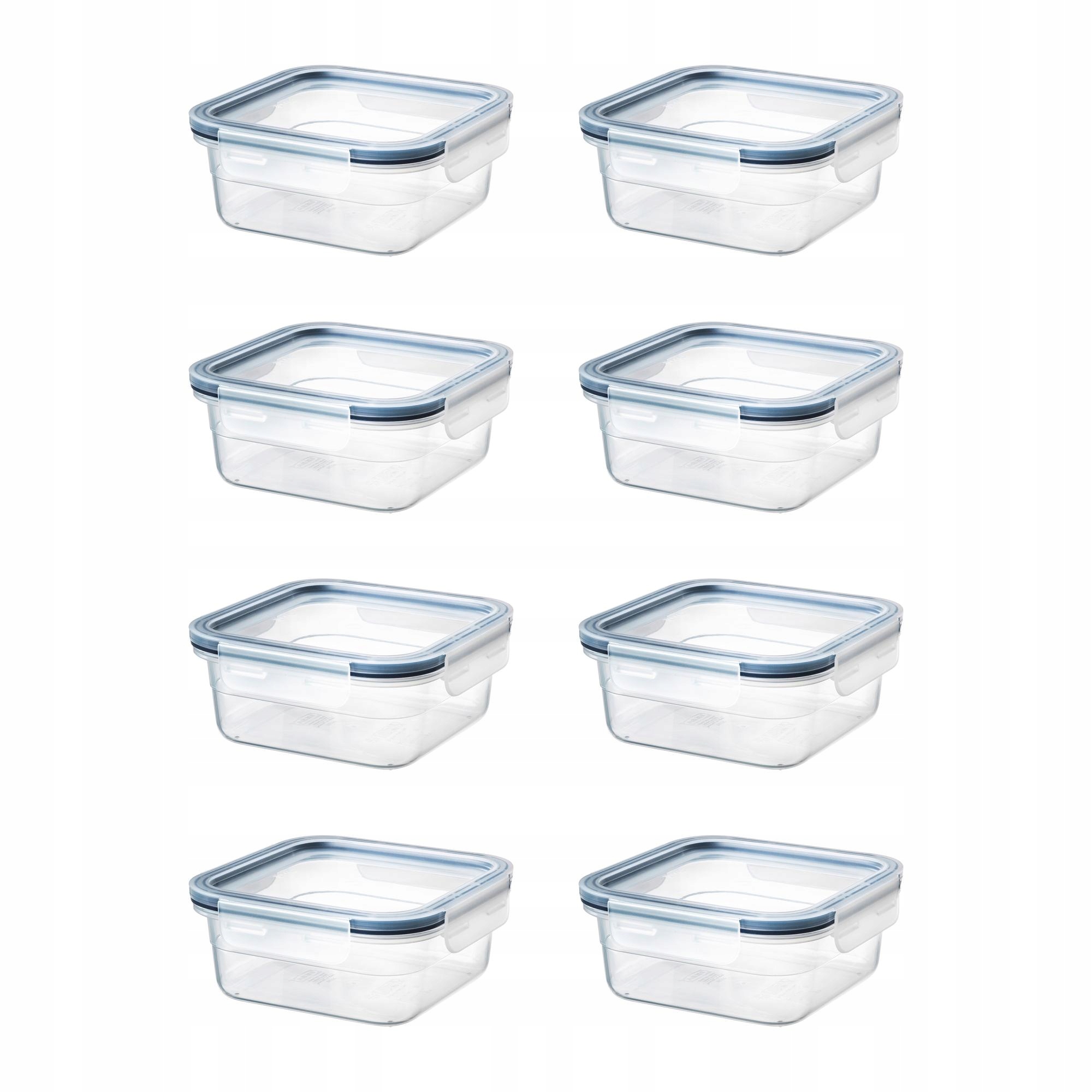 8 ks Nádoba na potraviny 750 ml čtvercová s víkem Ikea 365+