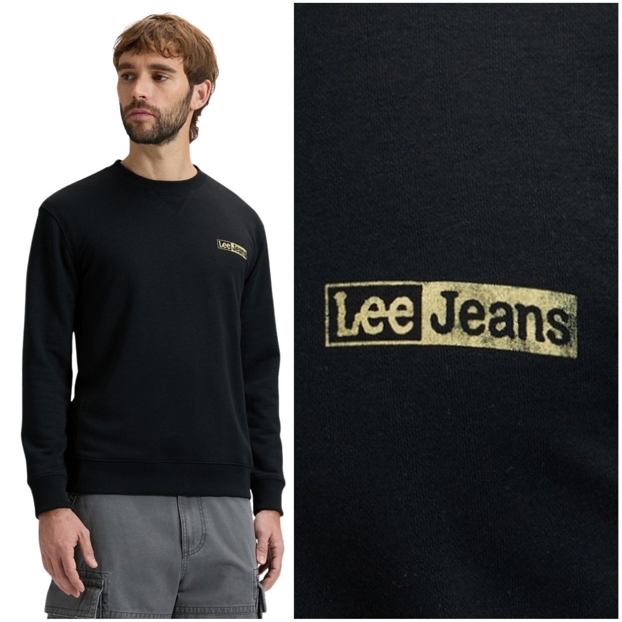 Lee Small Logo Sweatshirt regular Black černá pánská mikina s malým logem XXL