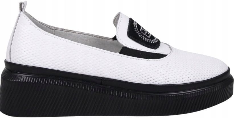 DAMSKIE SKÓRZANE PÓŁBUTY NA KOTURNIE PLATFORMIE BIAŁE Kod producenta 87980 BIAŁE