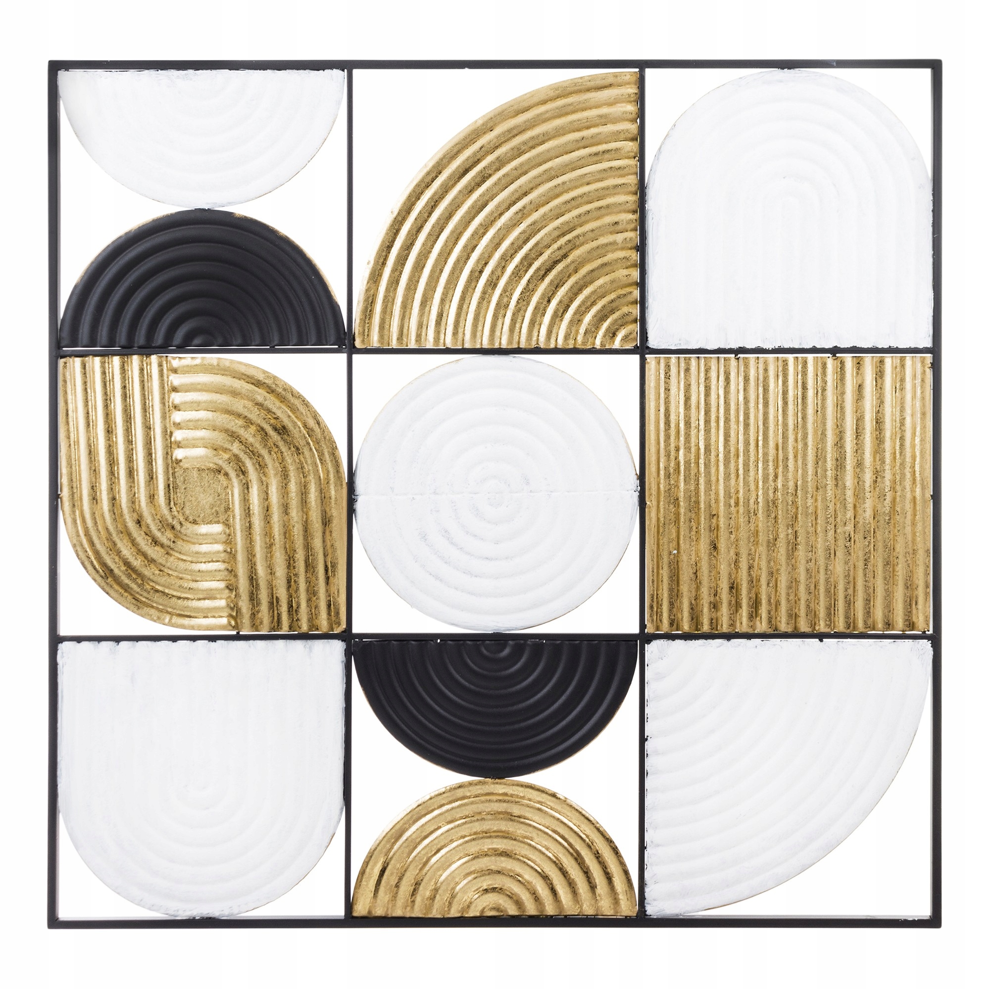 Nástenná Dekorácia Kovová Zlatá Biela Čierna