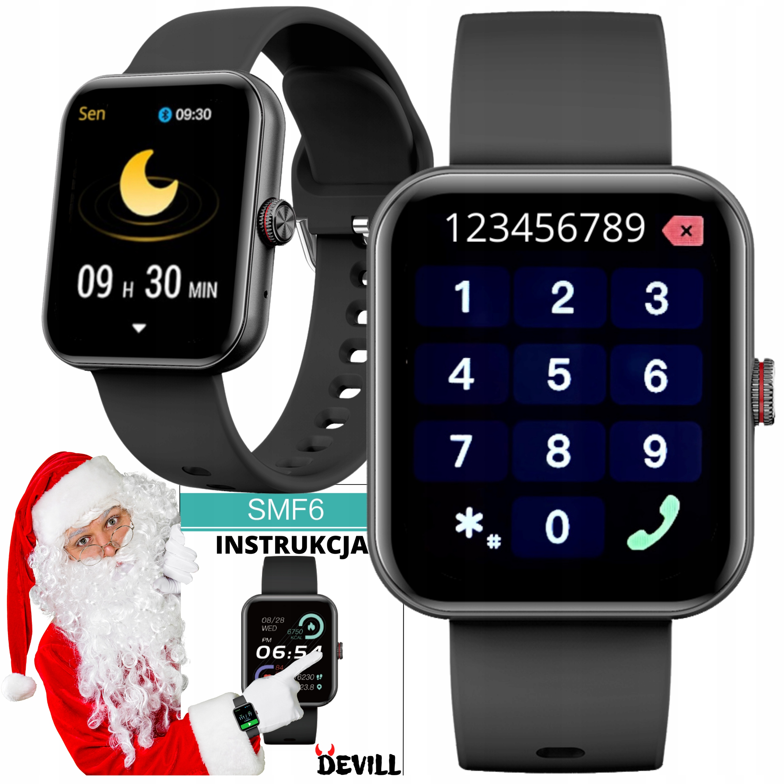

Smartwatch Rozmowy Zegarek na Prezent Polskie menu