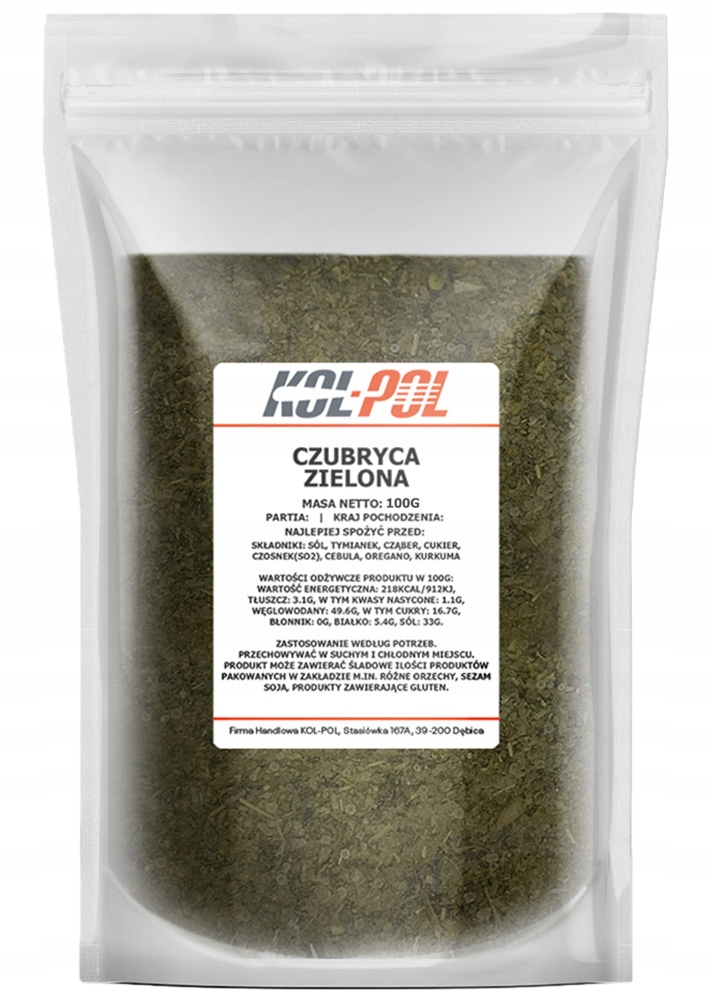 CZUBRYCA ZIELONA 100g Przyprawa aromatyczna jakość Stan opakowania oryginalne