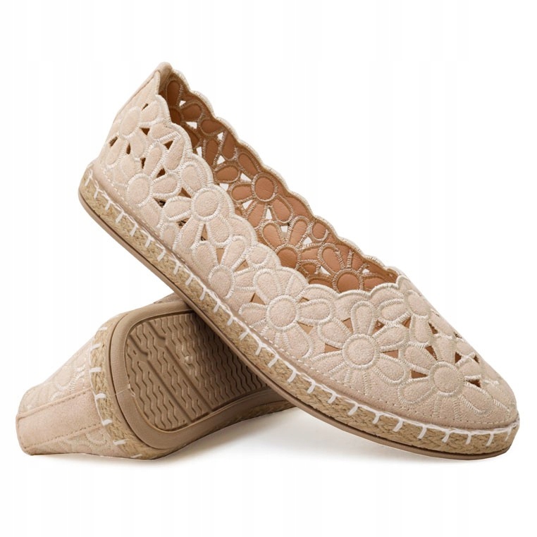 

Espadryle damskie wsuwane ażurowe beżowe wygodne