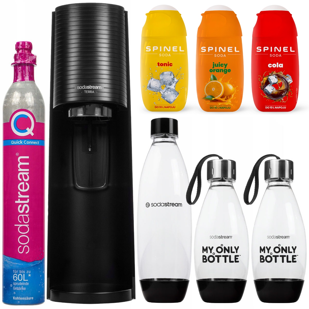 Saturator Do Wody Sodastream Terra Czarny 3 Butelki Cylinder 3 Syropy
