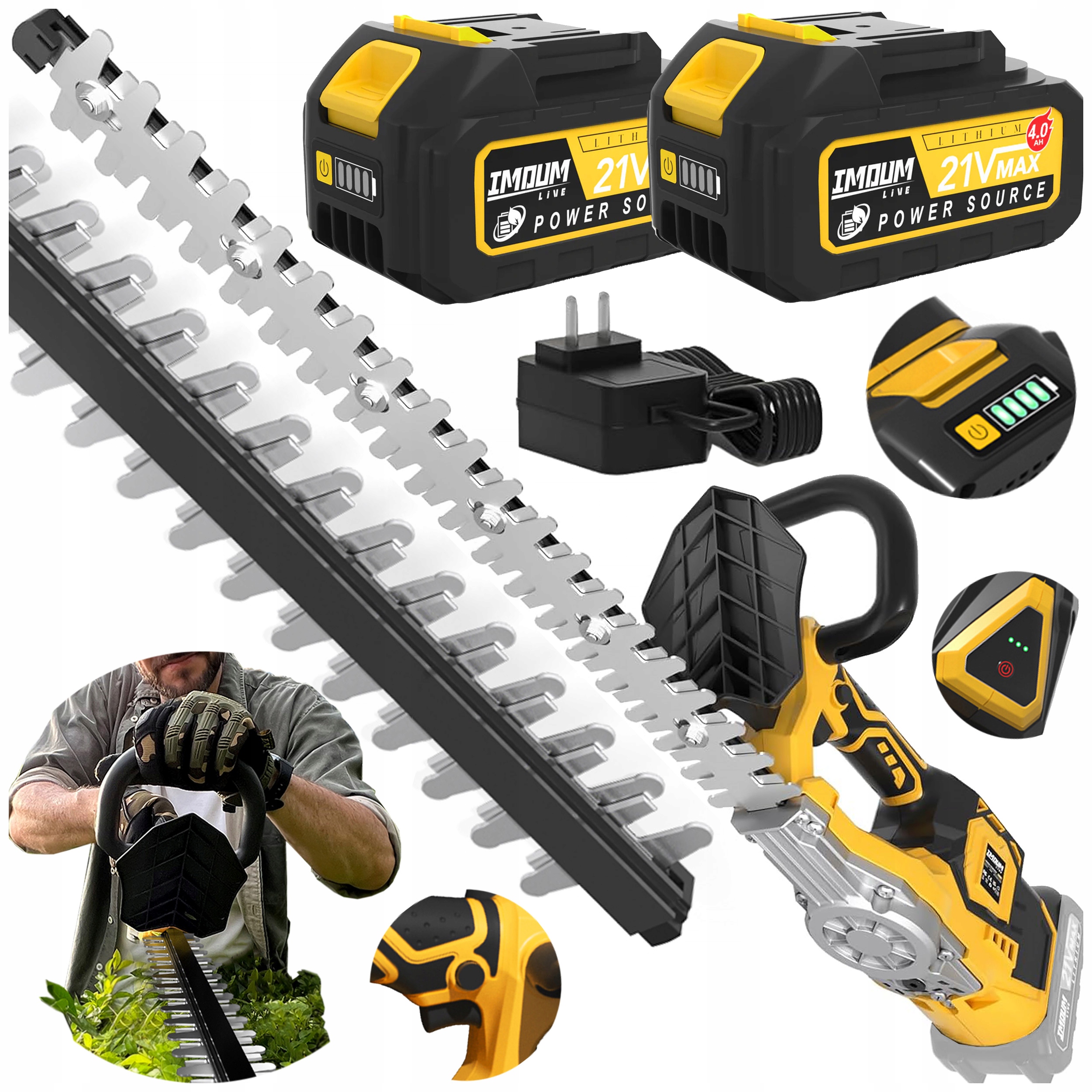 Akumulátorové Nožnice Na Živý Plot Pre Kríky 2xAKU 4.0 Ah 21V Imoum