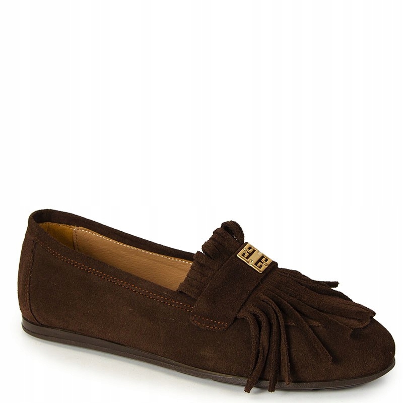 Karino 6003 Hnědé Kožené Mokasíny S Třásněmi 38