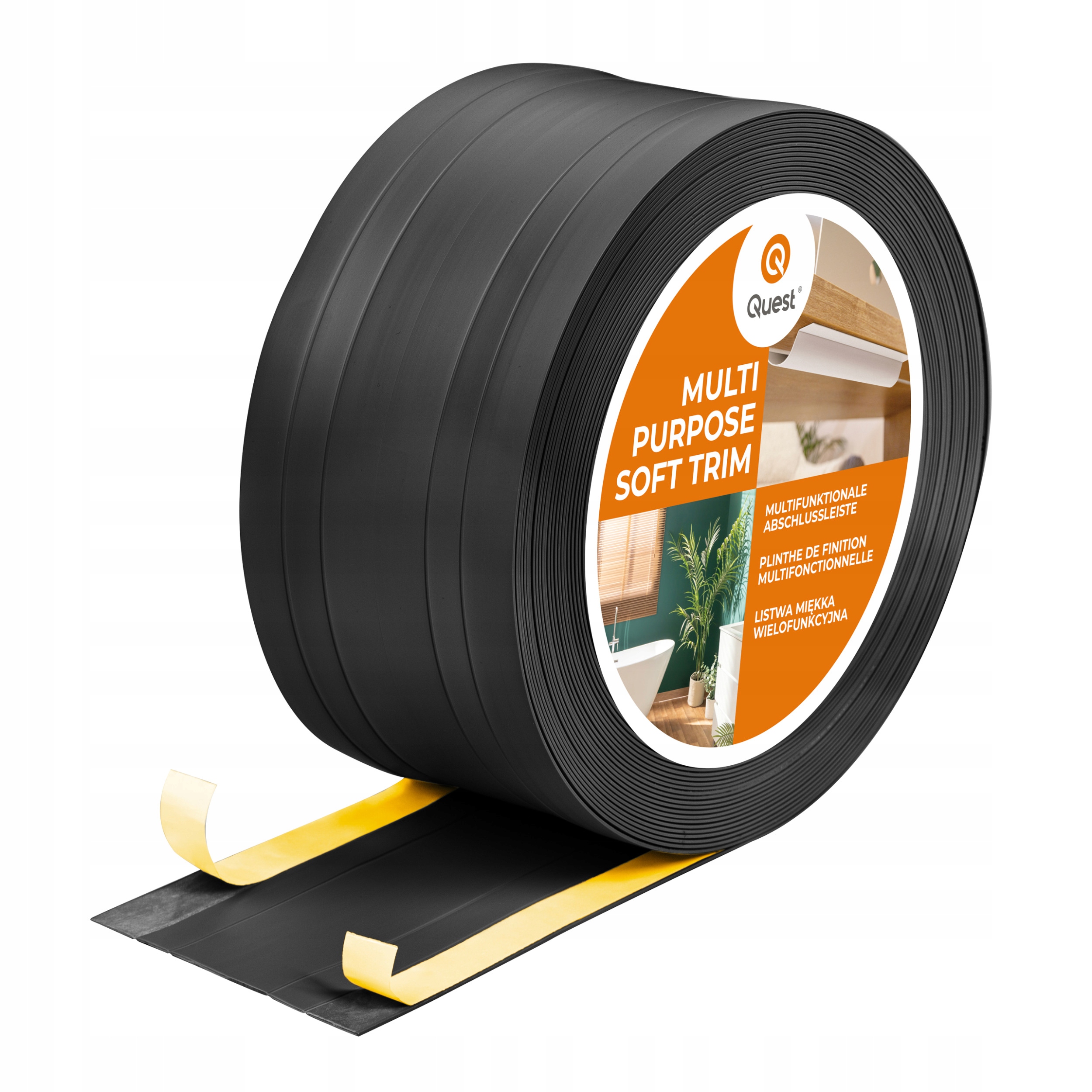 Pvc dokončovací lišta 2v1 samolepicí, černá 110 mm, 20 m, W4