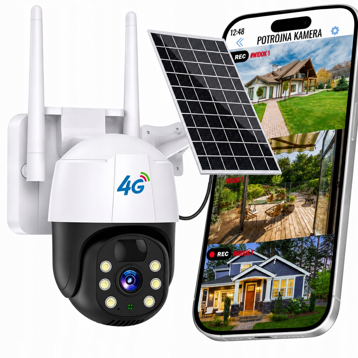Alarm na pohyb Solární kamera 4G Lte 3MP Obousměrná venkovní kamera