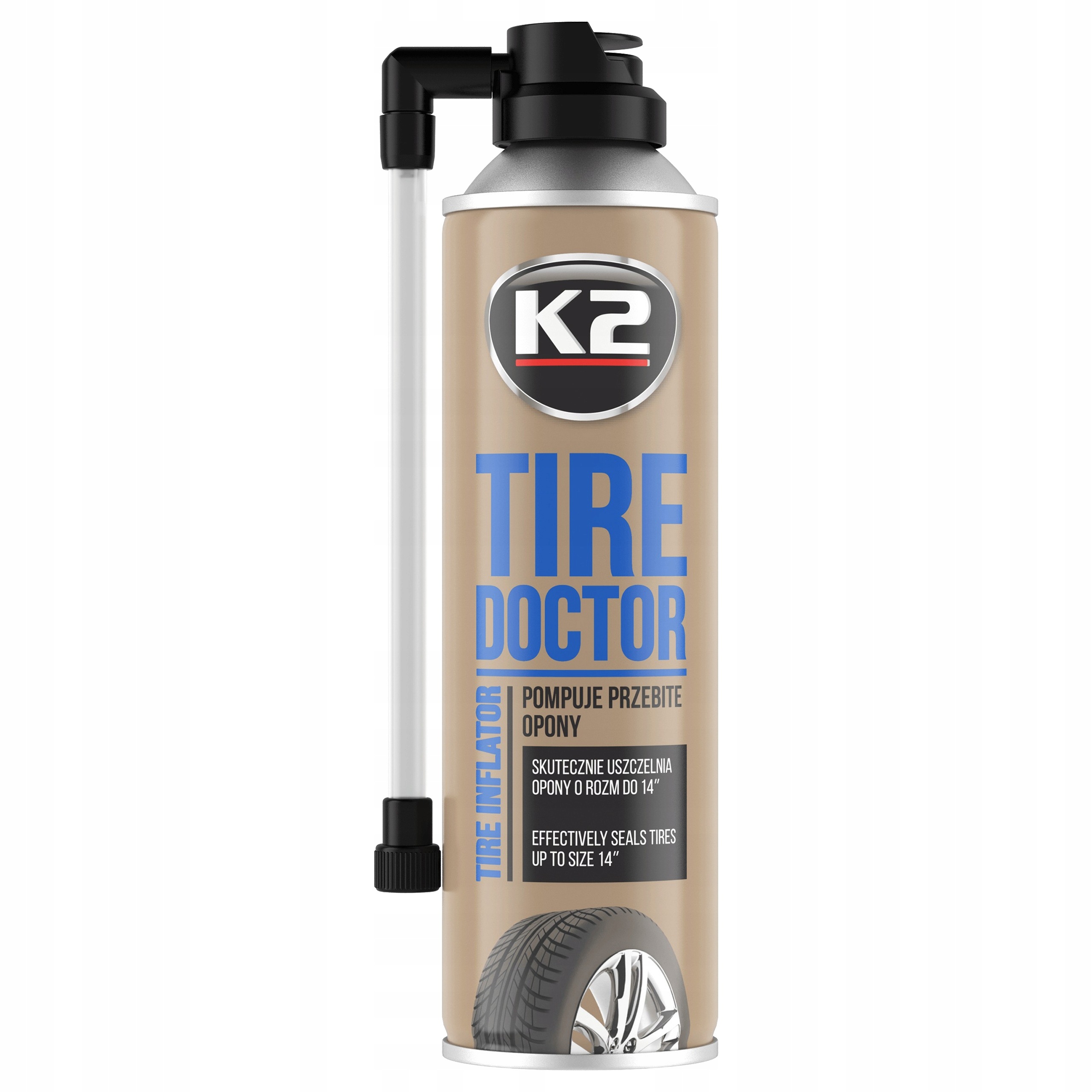 Koło zapasowe zestaw naprawy opon pianka spray środek K2 Tire Doktor 400ml
