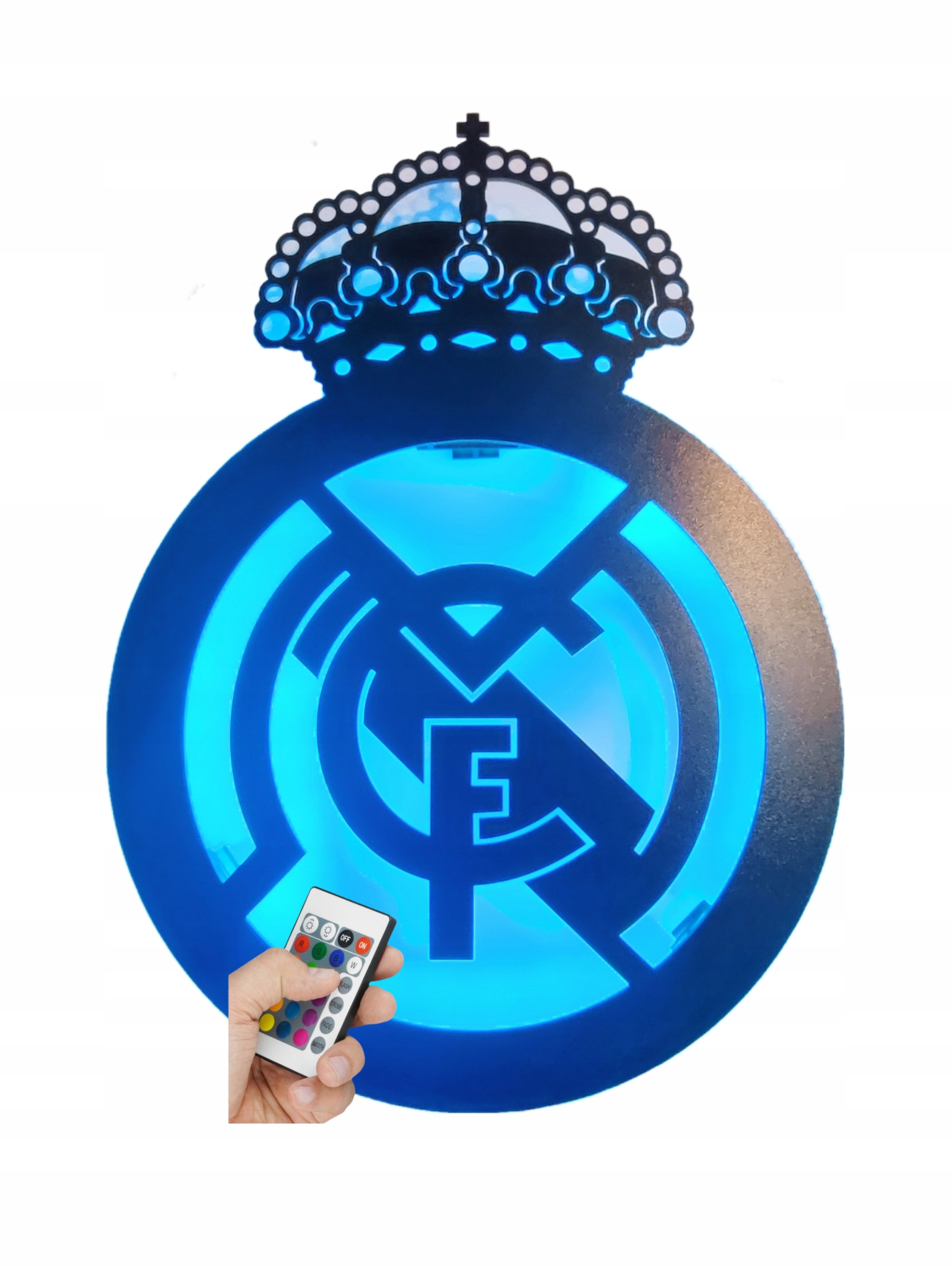 Fc Real Madryt Obraz Lampka Led 3D na ścianę Herb Piłkarski zasilanie prąd