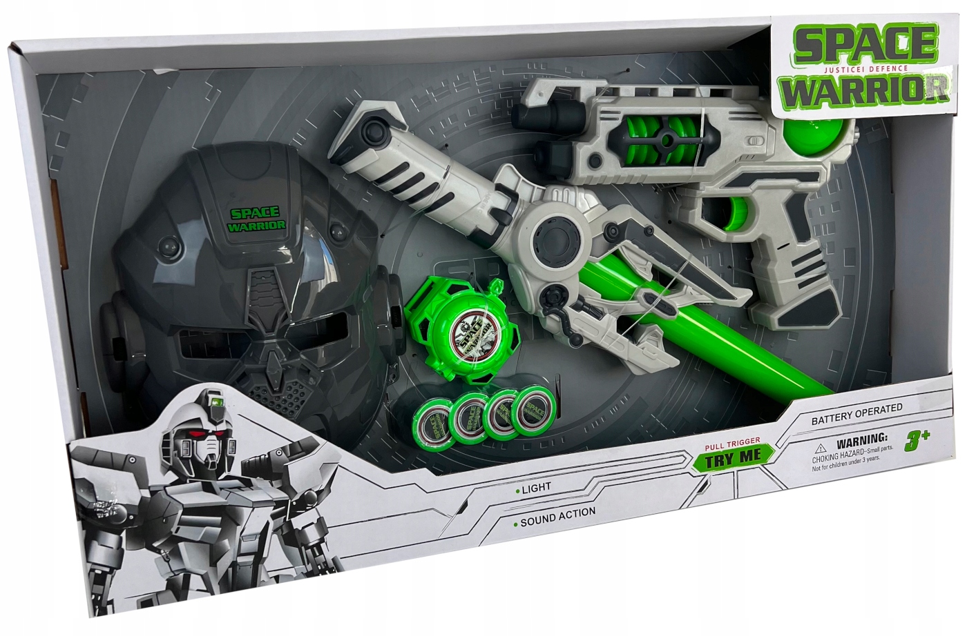 MIECZ ŚWIETLNY ZESTAW KOSMICZNY dla dzieci PISTOLET MASKA LED DŹWIĘK + Kod producenta Sweell