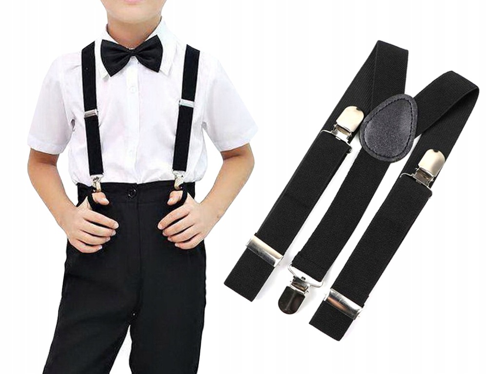 L69 Czarne SZELKI CHŁOPIĘCE DZIECIĘCE REGULOWANE