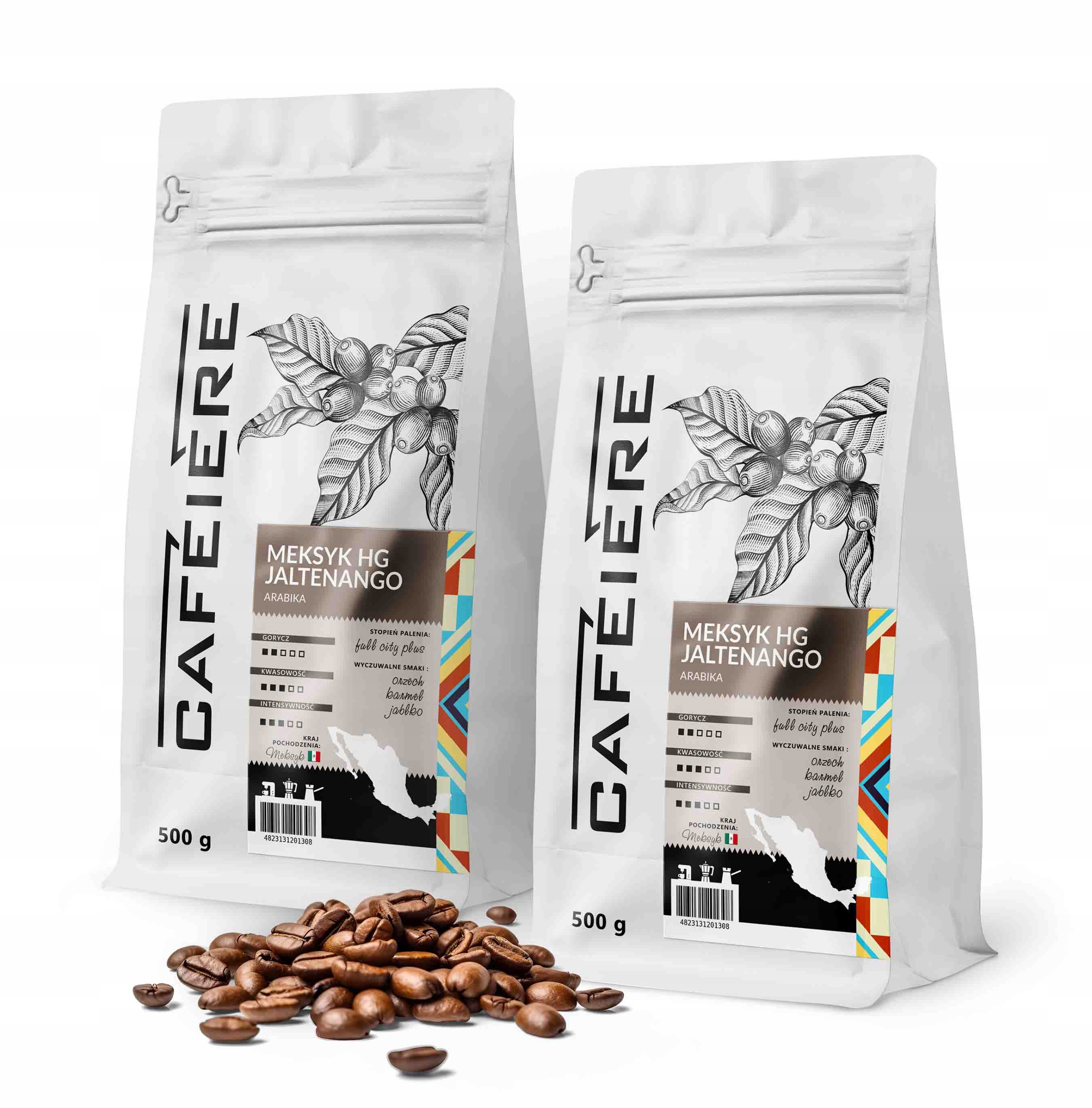 Káva zrnková 1 kg Mexiko Hg Jaltenango 500 g x2 Čerstvě pražená Arabica 100%