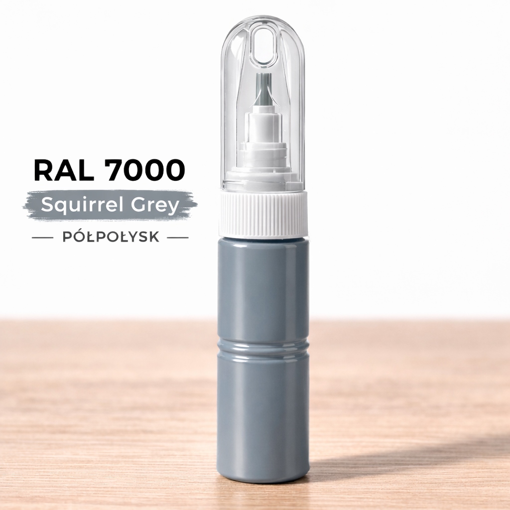 Ral 7000 Szary Popielaty Półpołysk zaprawka z Lakierem igła 20 ml