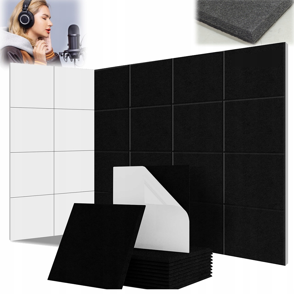 24 Ks Akustických Panelů Polyester Nrc 0,95 230 Kg/m³ 30*30*0,9 CM