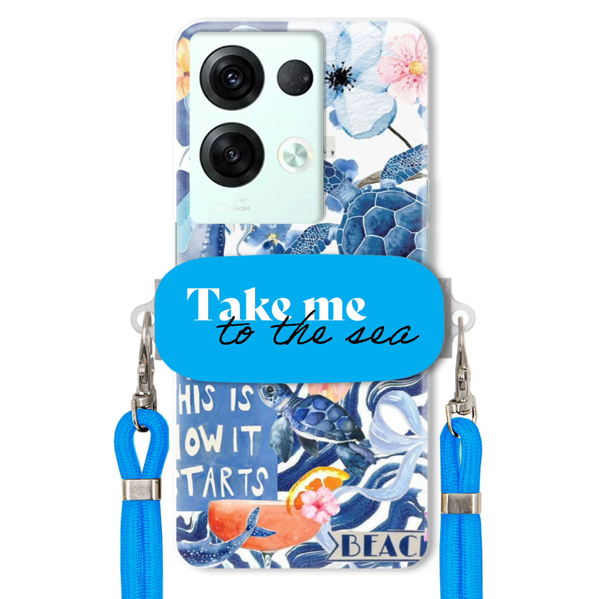 Puzdro pre Oppo Reno 8 Pro Premium Vodítko Modrá Držiak Take Me To The Sea