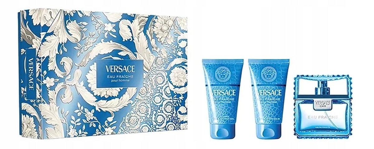 Versace Man Eau Fraiche sada toaletní voda 50 ml gel 50 ml balzám 50 ml
