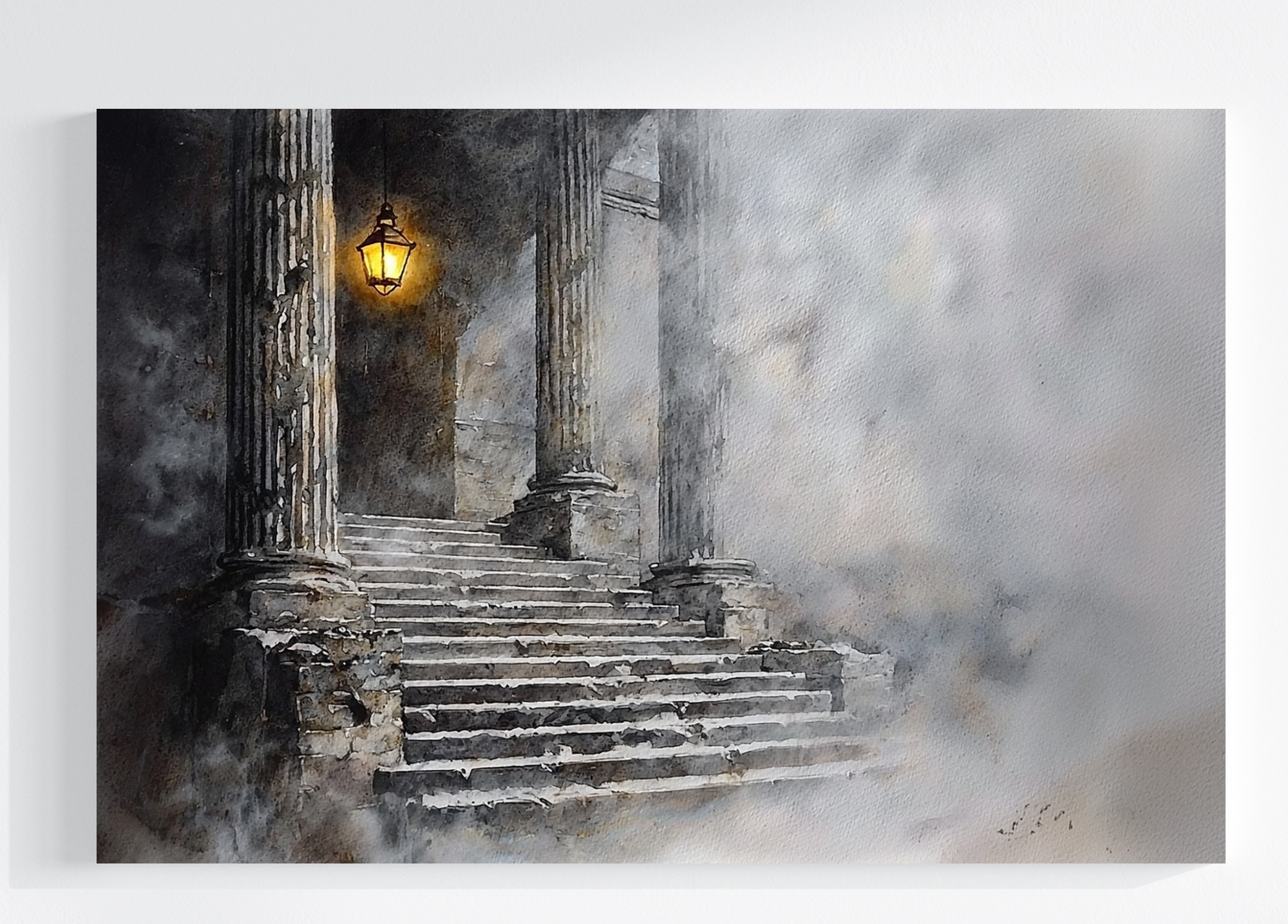 Obraz Na Plátně Canvas Dom Dvůr Schody Dveře Mlha Tajemství Horor 120x80
