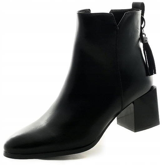 Elegantní kotníkové boty dámské lícové Černé Potocki 12226