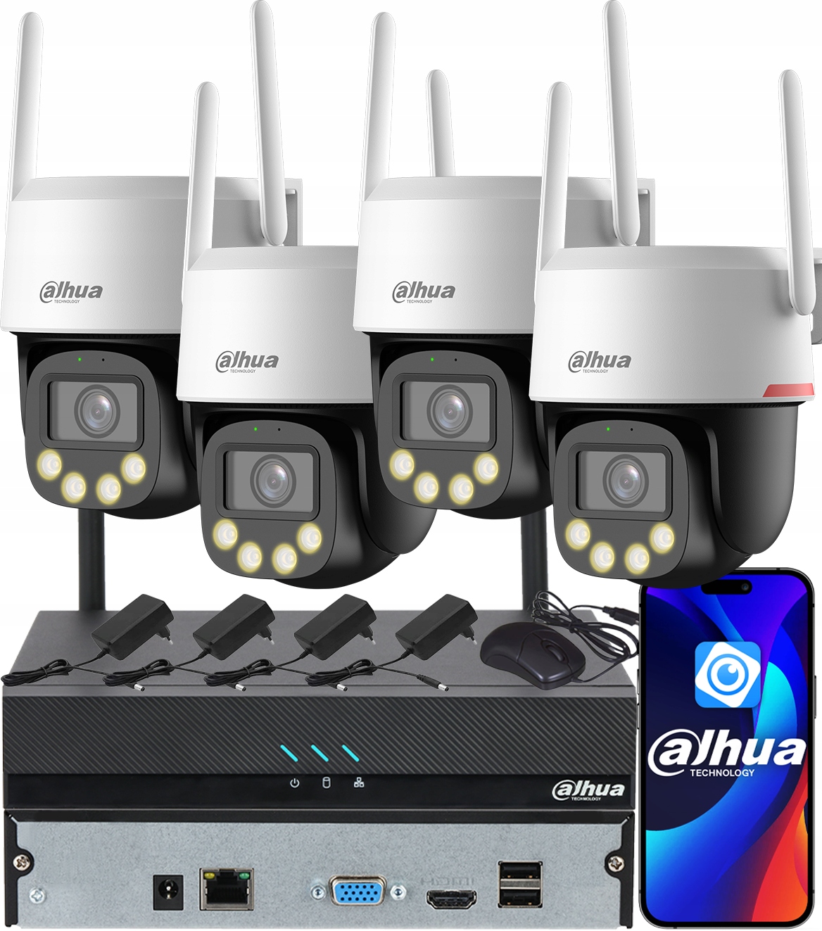 Monitorování Dahua 4x WiFi kamera 5MPx P5F-PV-PRO WizColor Venkovní Led Ai