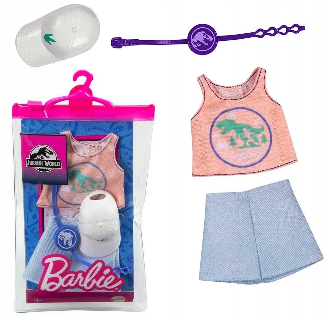MATTEL UBRANKA DLA LALKI BARBIE + AKCESORIA CZAPKA TOREBKA GRD46