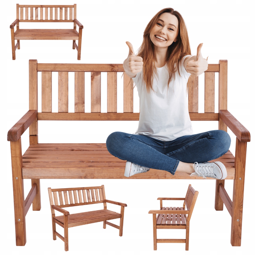 Drevená záhradná lavička s opierkou na ruky, dvojmiestna, Eko, Drevo