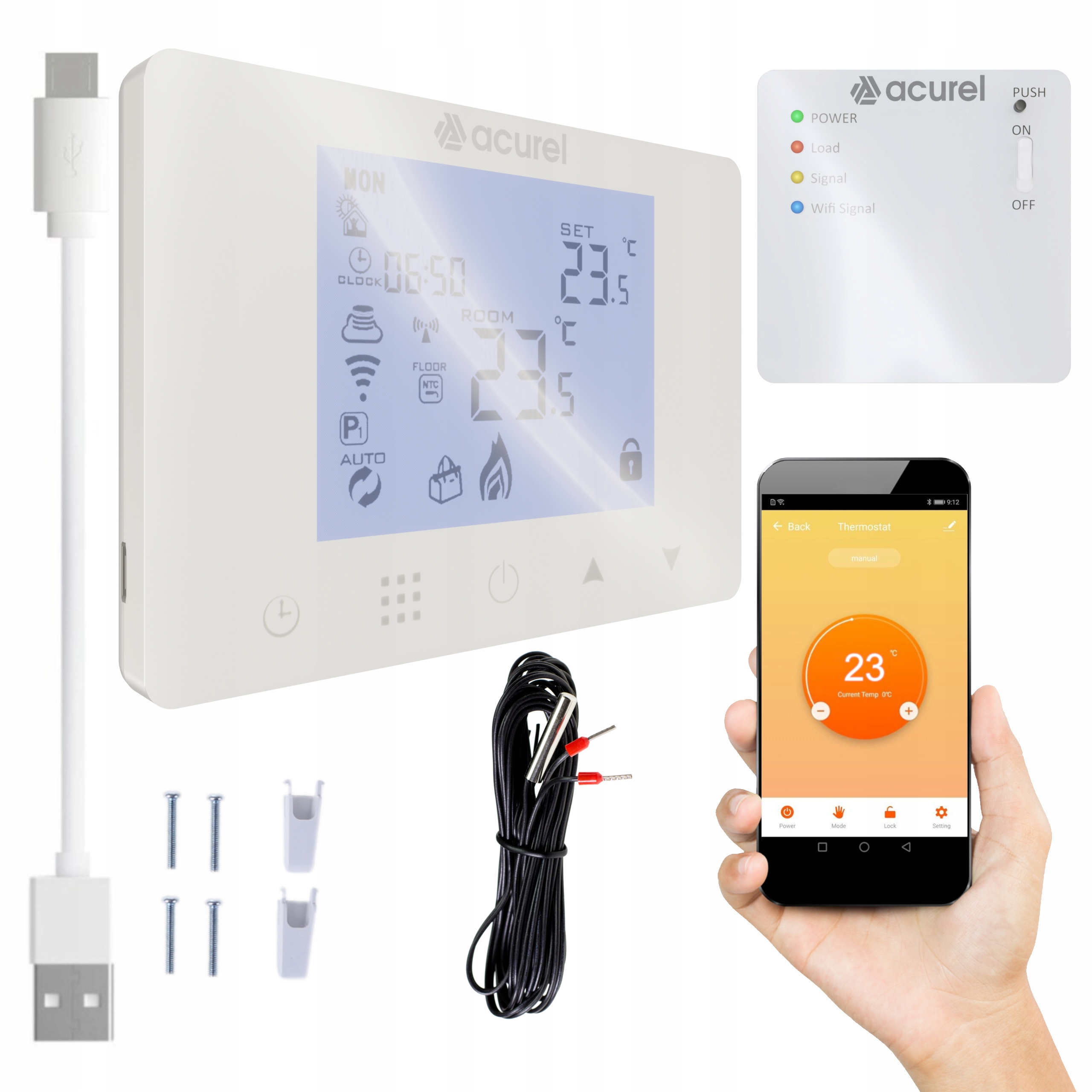TERMOSTAT BEZPRZEWODOWY REGULATOR POKOJOWY WIFI