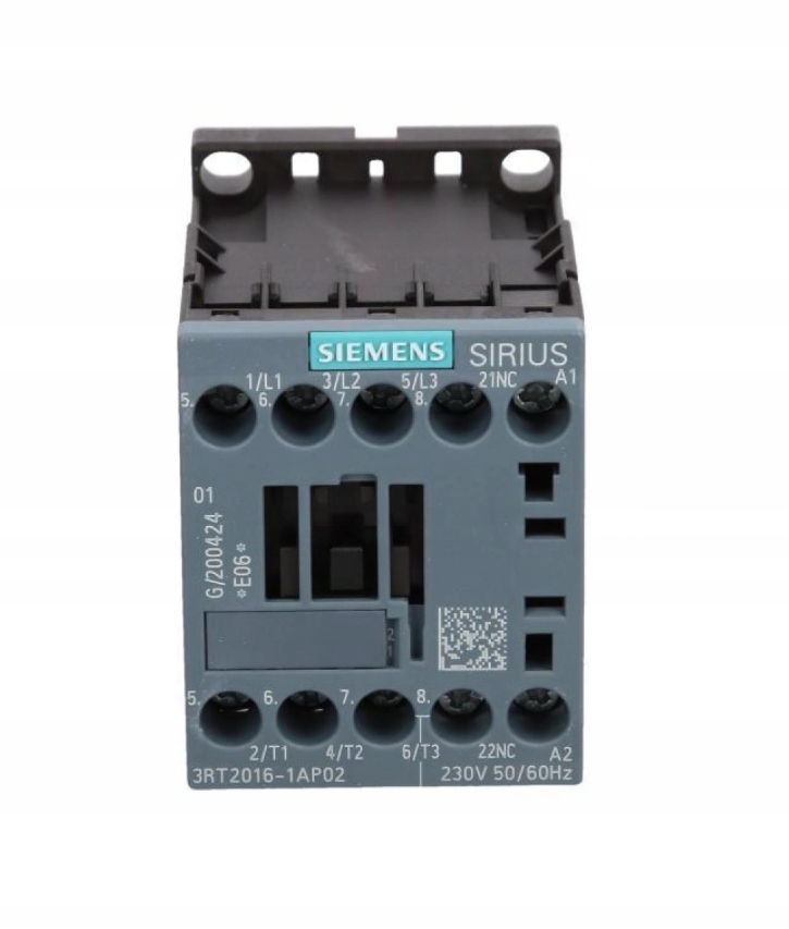 3-FÁZOVÝ Výkonový Stykač Siemens Sirius 4 kW AC-3 9A 230VAC 1NC 3RT2016-1AP02