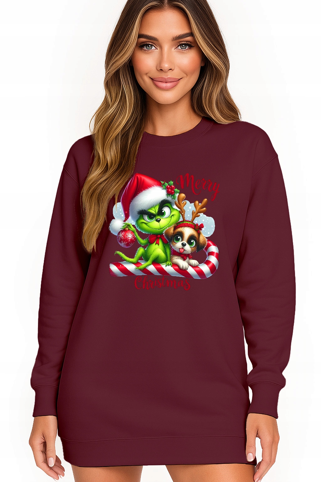 Mikina Dámská Vánoční Oversize Šaty Grinch Sob Dárek Vánoce S
