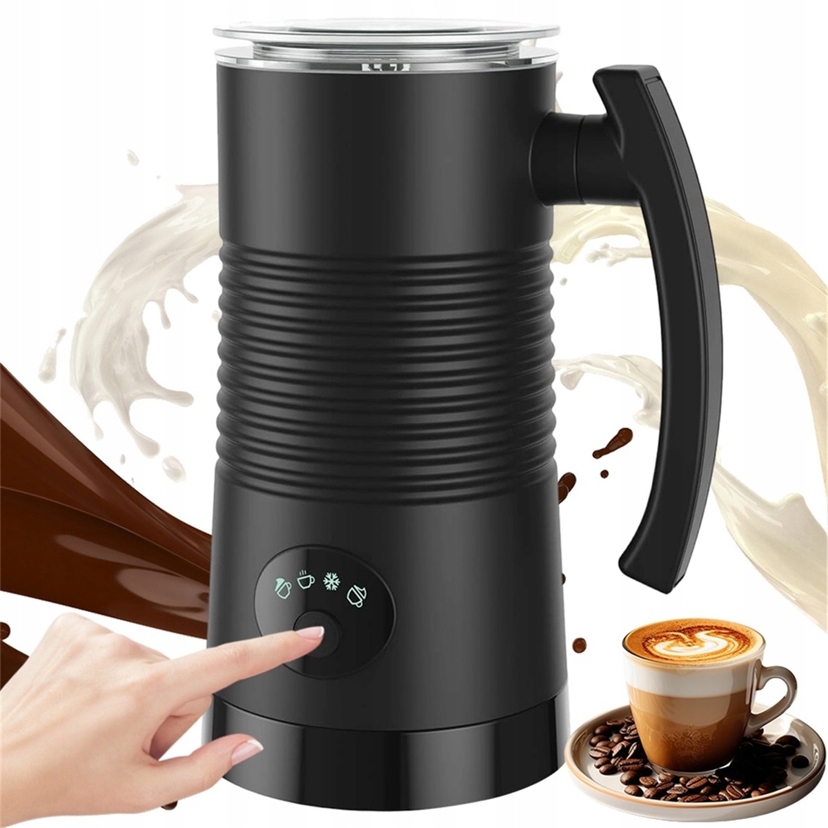 Elektrický Napěňovač 400 W, 4 Režimy Pro Kávu Macchiato, Černá Barva